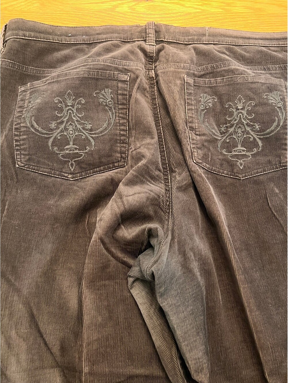 Venezia Brown Corduroy Pants Size 20 with Waist Cut Detail - Picture 7 of 9